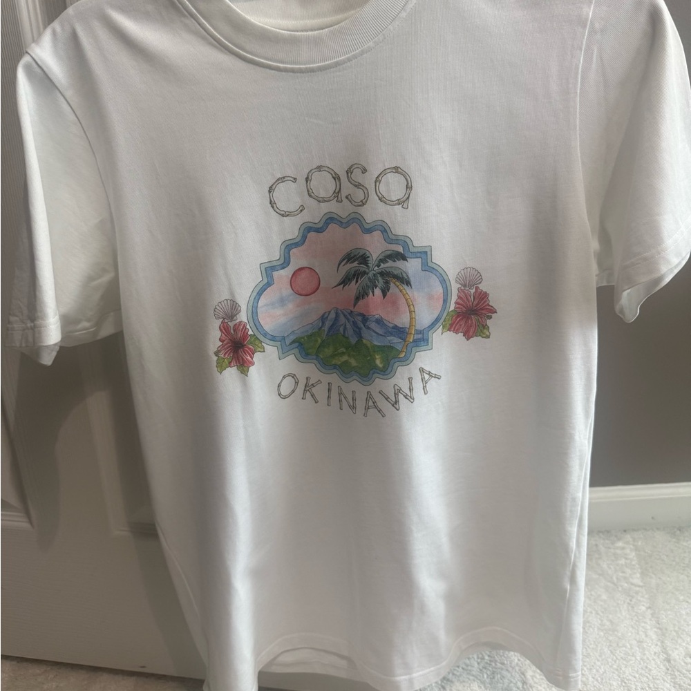 White Short Sleeve Tee with Graphic Design